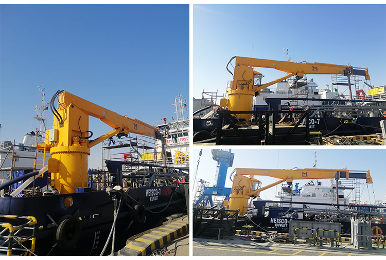 10 ton hydraulic deck crane installed in kuwait