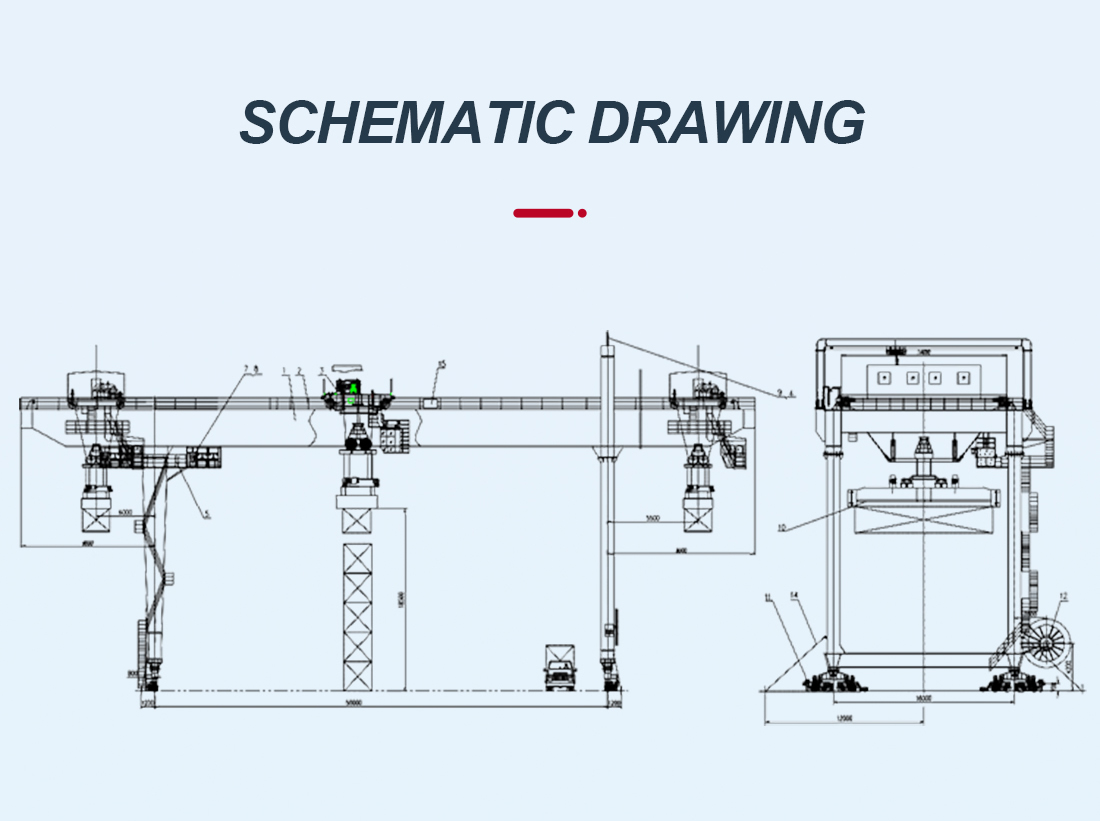 Rail mounted container gantry crane schematic drawing