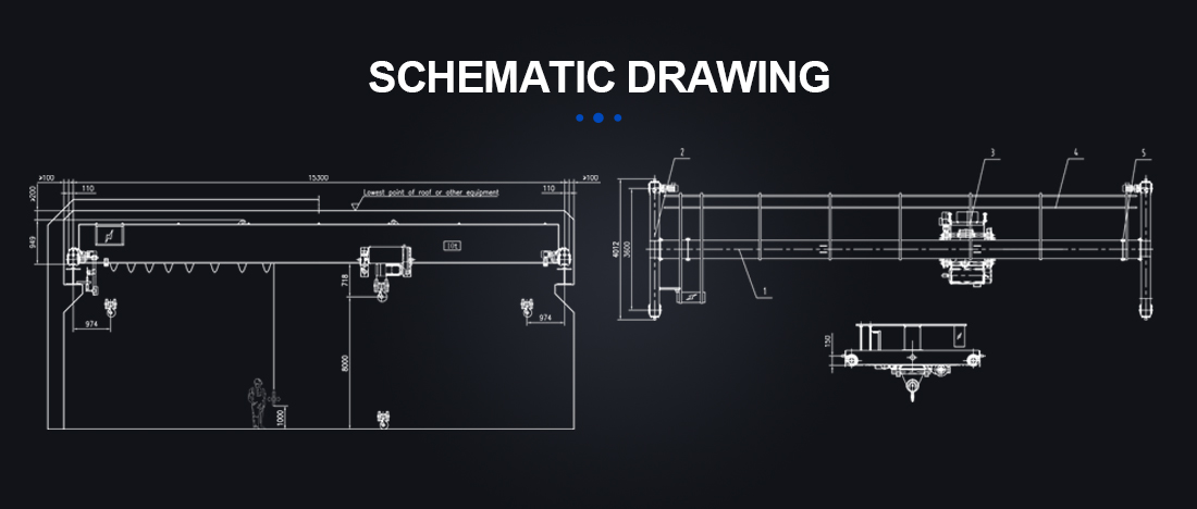europe type single girder overhead crane schematic drawing