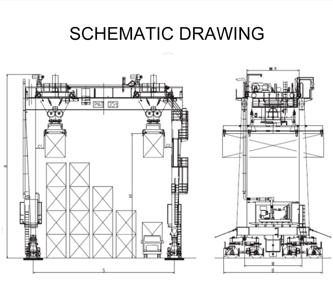 rubber tyred gantry crane schematic drawing